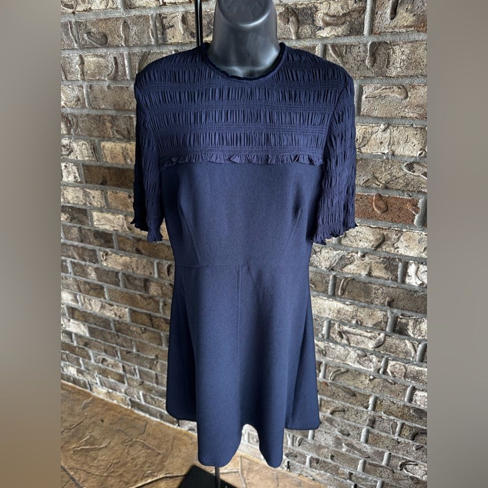 Sandro Fit and Flare Crepe Navy Dress Size 2 - Picture 2 of 15